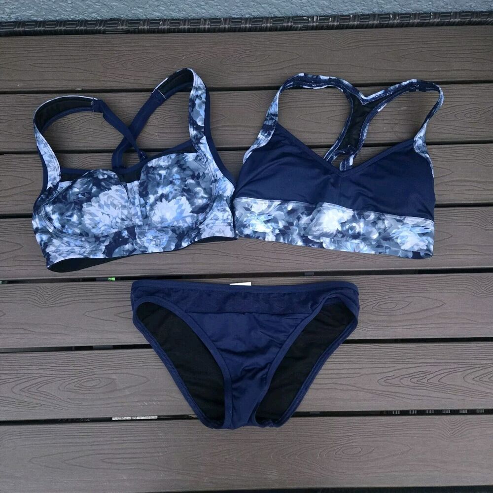 TYR Women Floral Lily & Stella Tops & Navy Classic Bottom Bikini SZ S New Sample